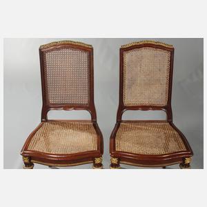 Klassizistischer Esstisch und sechs Stühle