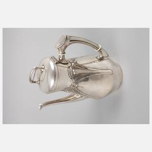 Silber Kaffeekanne und Sahnekännchen Jugendstil