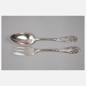 Sechs Kaffeelöffel und Kuchengabeln Bruckmann