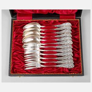 Sechs Kaffeelöffel und Kuchengabeln Bruckmann