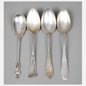 Vier Silberlöffel Jugendstil