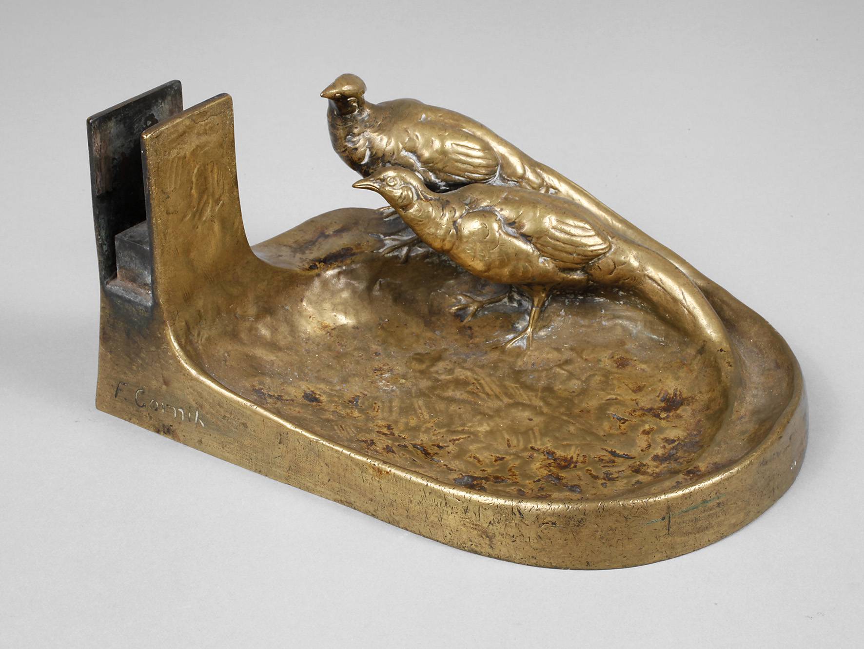 Bronzeschale mit Streichholzhalter