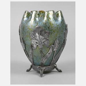 Loetz Wwe. Vase mit Metallmontierung