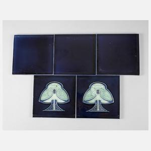 Fünf Fliesen Jugendstil