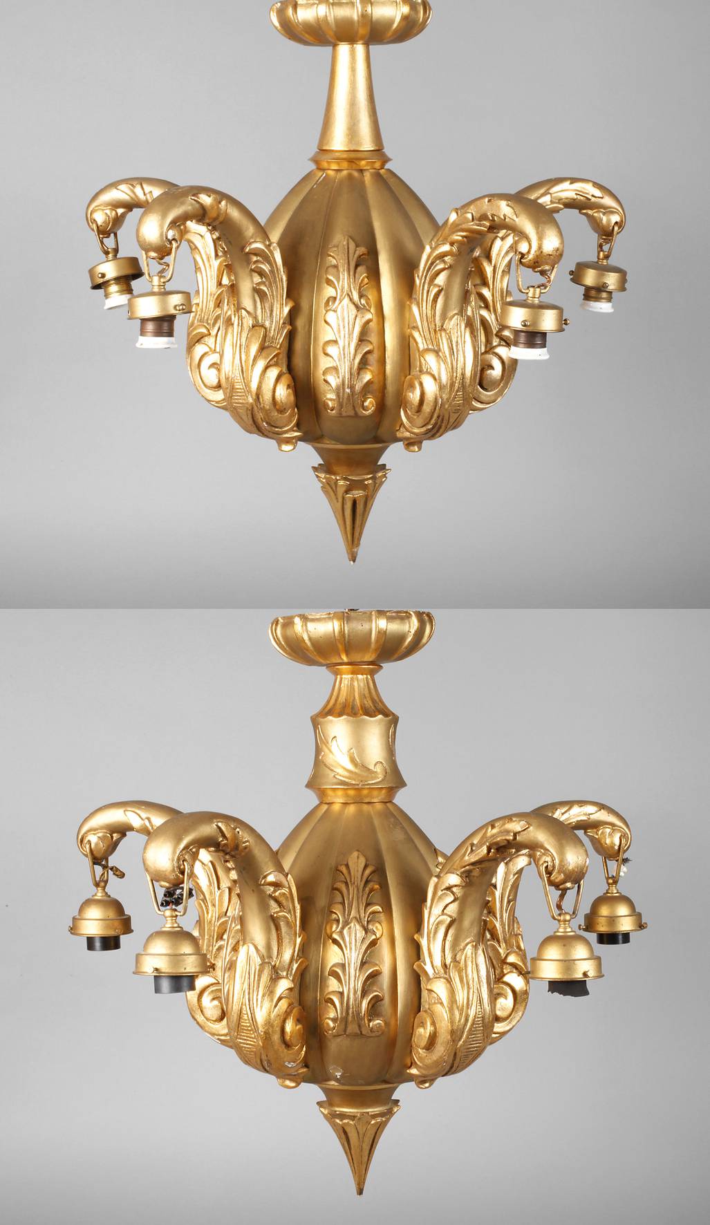 Paar vergoldete Holzlüster