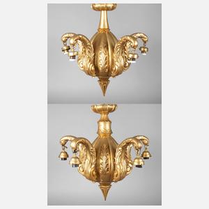 Paar vergoldete Holzlüster