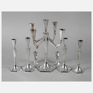 Sieben Silberleuchter Art déco