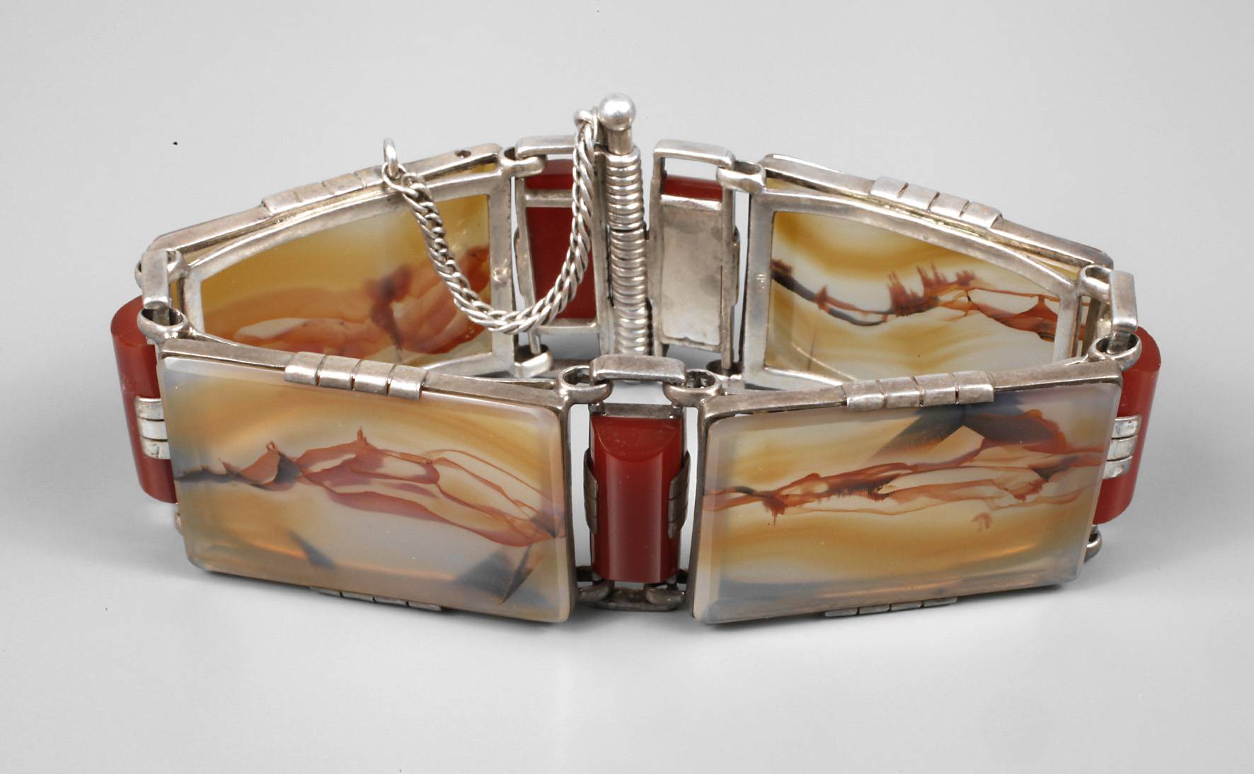 Armband mit Landschaftsachat und Karneol