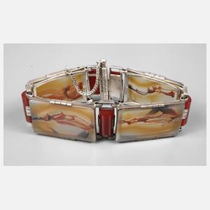 Armband mit Landschaftsachat und Karneol