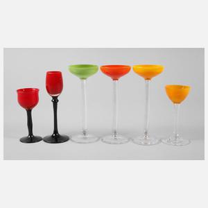 Sechs Likörgläser Art déco