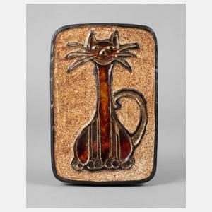 Kleine Keramikplatte mit Katze