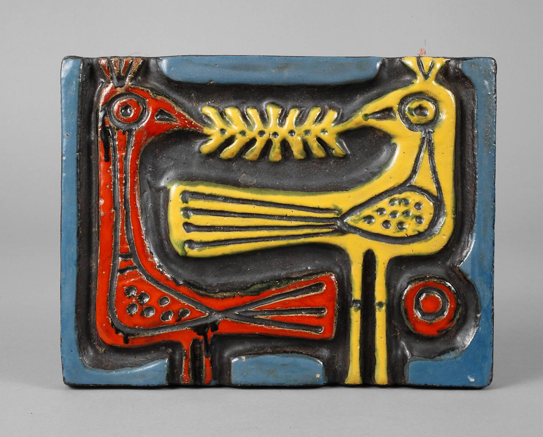 Wandplatte mit Vogelmotiven