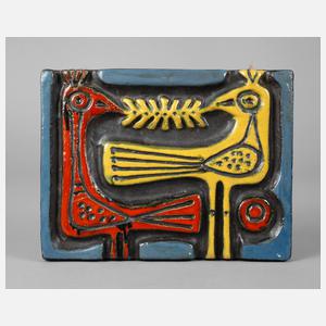 Wandplatte mit Vogelmotiven