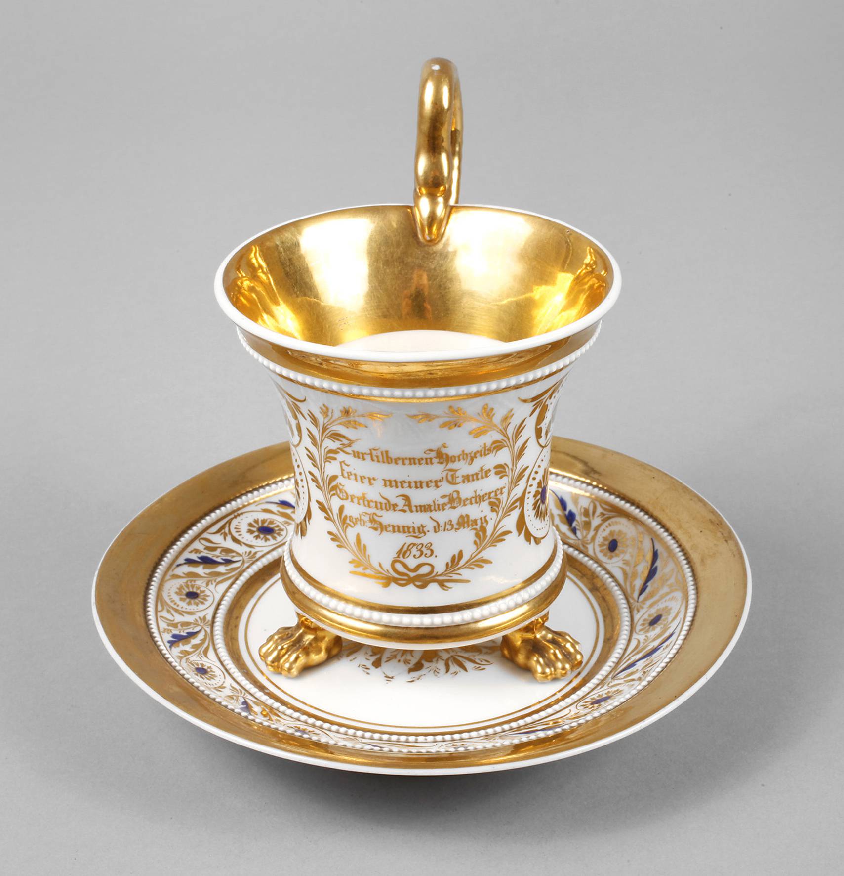 KPM Berlin Erinnerungstasse Silberhochzeit 1833