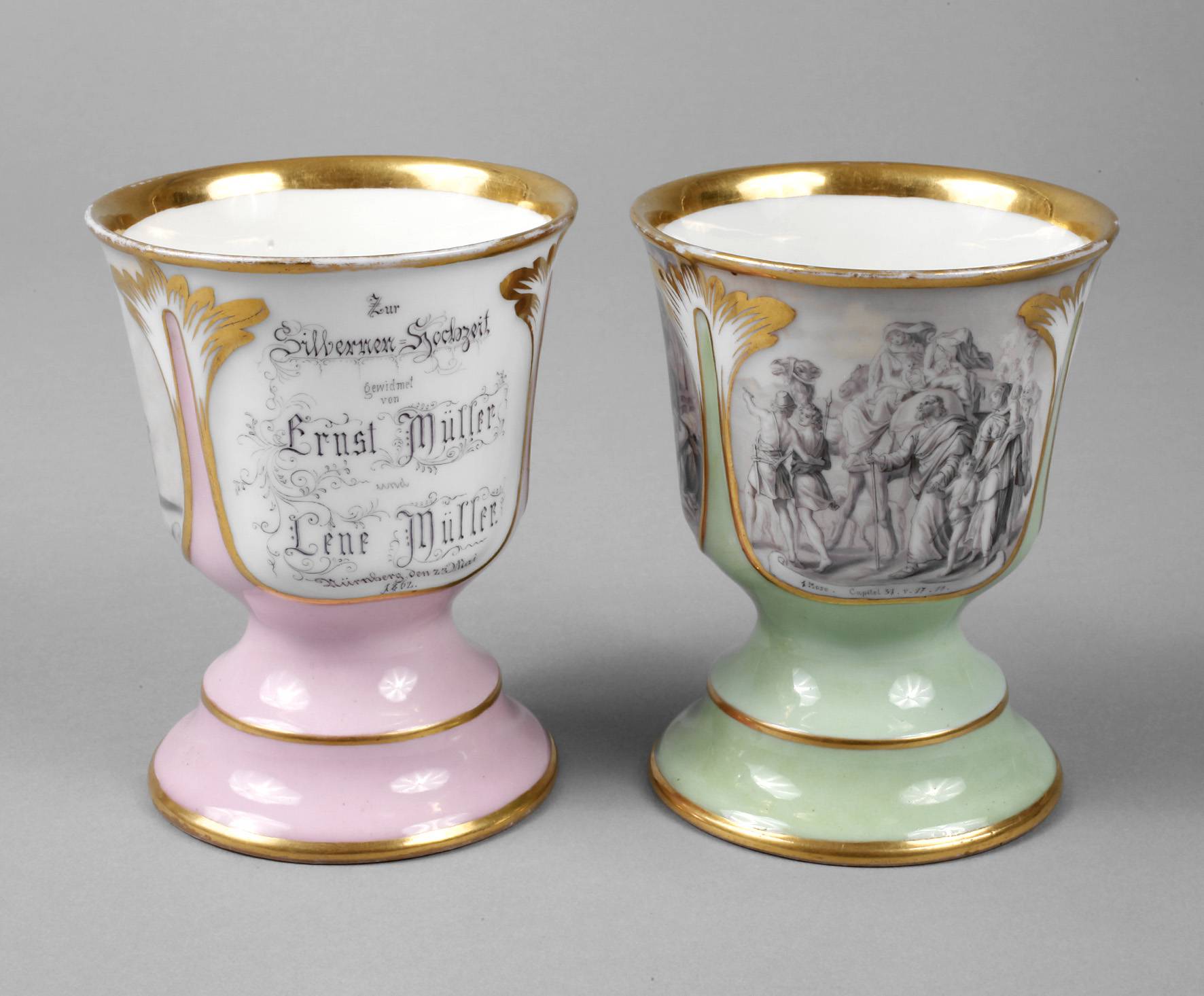 Paar Kakaobecher Biedermeier