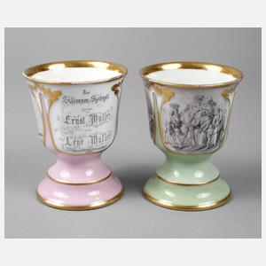 Paar Kakaobecher Biedermeier