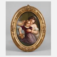 Ovale Porzellanbildplatte Mutter mit Kind111