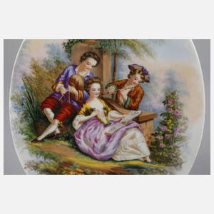 Porzellanplatte Watteauszene