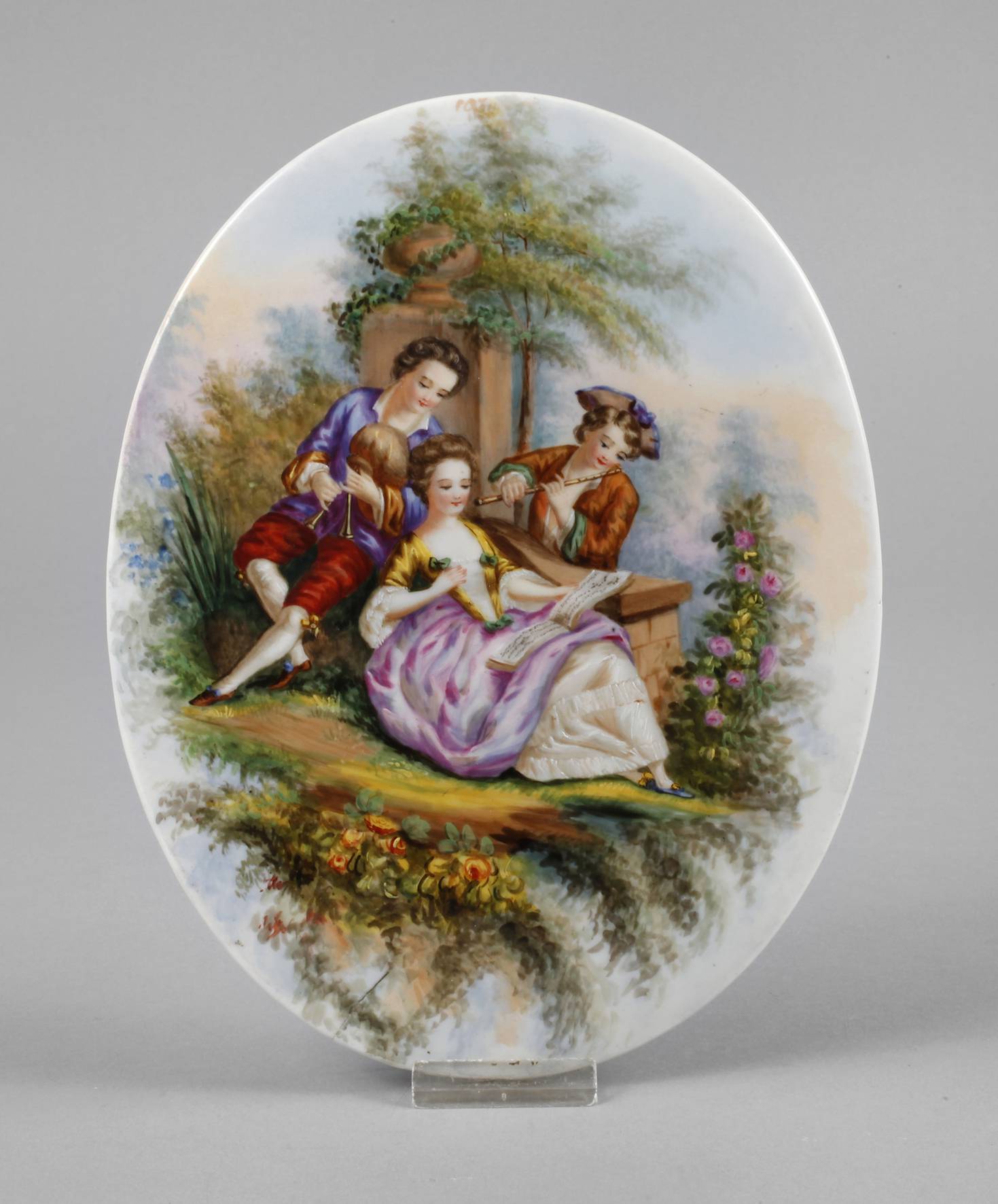 Porzellanplatte Watteauszene