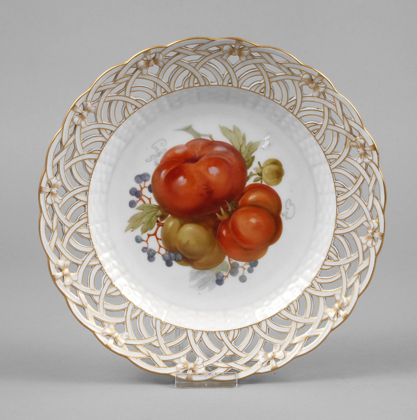 KPM Berlin Durchbruchteller Obstmalerei