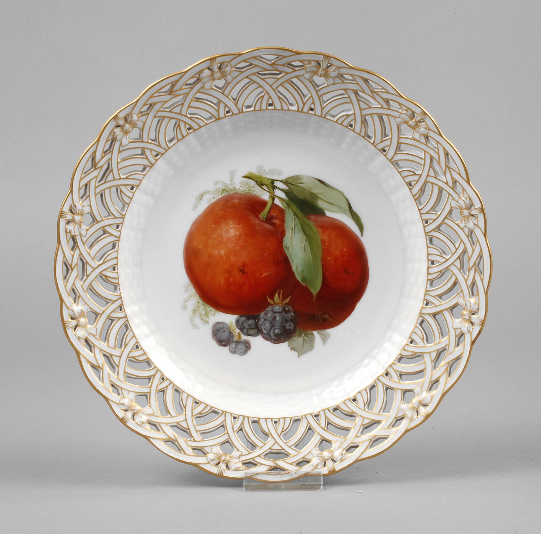 KPM Berlin Durchbruchteller Obstmalerei