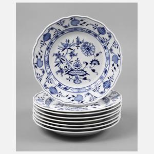 Meissen acht Speiseteller ”Zwiebelmuster”