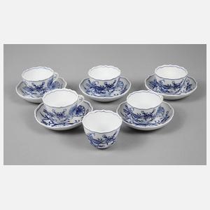 Meissen sechs Mokkatassen ”Zwiebelmuster”