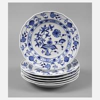 Meissen sechs Speiseteller ”Zwiebelmuster”111