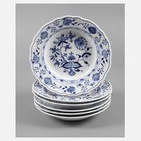 Meissen sechs Suppenteller ”Zwiebelmuster”111