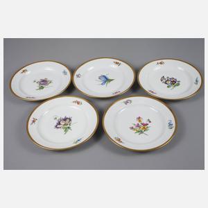 Meissen fünf Kuchenteller ”Blume 1”