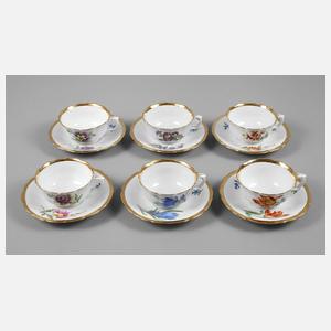 Meissen sechs Teetassen ”Blume 1”