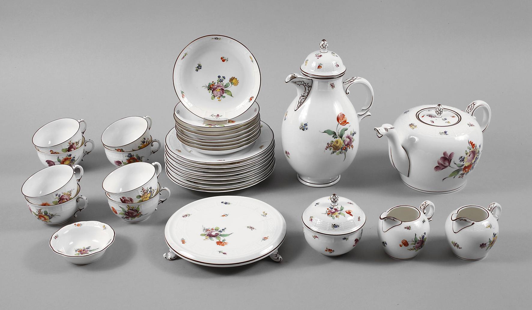 Nymphenburg Kaffee-/Teeservice Blumenmalerei