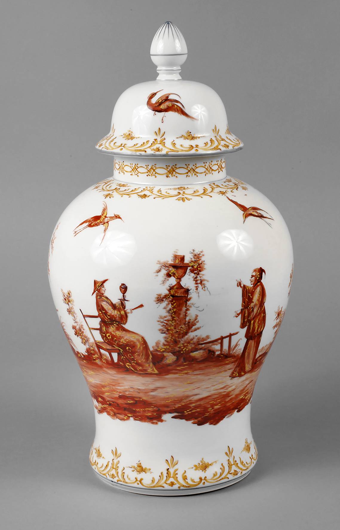 Potschappel Deckelvase Chinoiserie