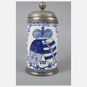 Fayencewalzenkrug mit Sachsenwappen