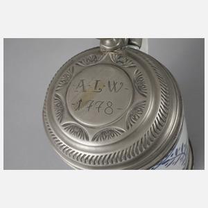 Fayencewalzenkrug mit Sachsenwappen