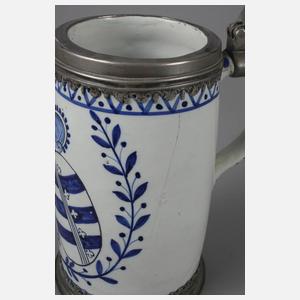 Fayencewalzenkrug mit Sachsenwappen