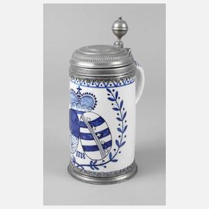 Fayencewalzenkrug mit Sachsenwappen