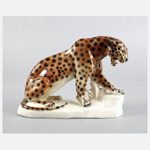 Sitzendorf Leopardenplastik