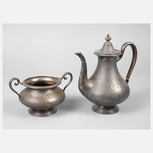 Silber Kaffeekanne und Zuckerdose Spätbiedermeier