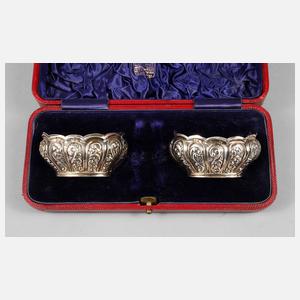 England Paar Silbersalieren im Etui