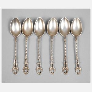 Sechs Mokkalöffel Silber