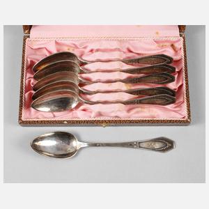 Silber sechs Jugendstillöffel im Etui