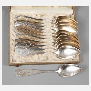 Silber zwölf Speiselöffel im Etui