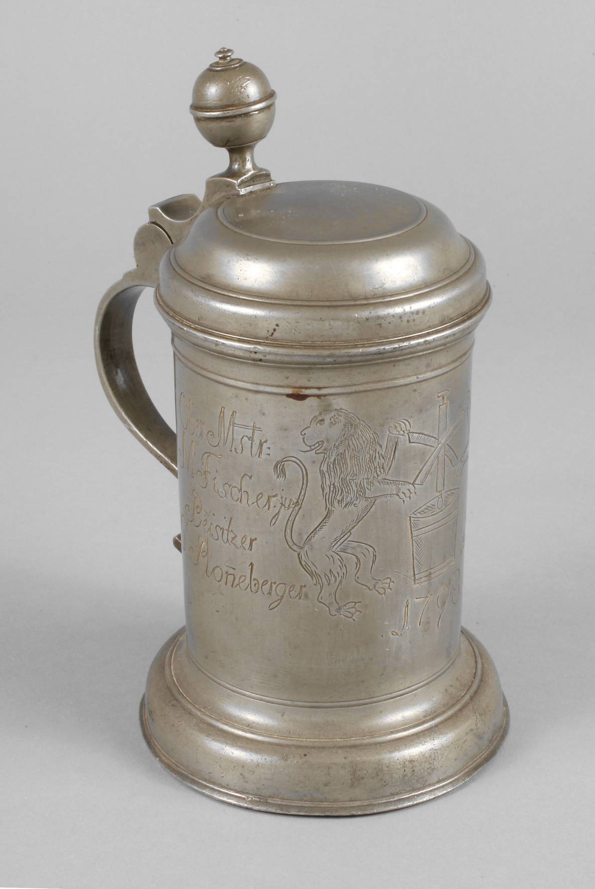 Walzenkrug der Lohgerber von Spandau Zinn