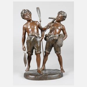 Figurengruppe zwei Bauernburschen