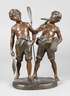 Figurengruppe zwei Bauernburschen