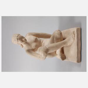 J. Bílek, sitzender weiblicher Akt