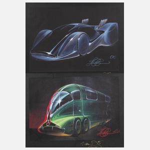 Prof. Luigi Colani, Paar Entwurfszeichnungen