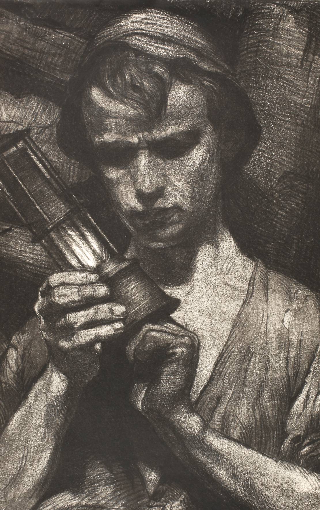 Hermann Kätelhön, Bergarbeiter mit Grubenlampe