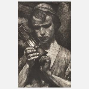 Hermann Kätelhön, Bergarbeiter mit Grubenlampe